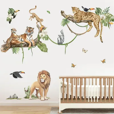 Productafbeelding van Famanu Wandsticker: Dieren van de jungle, takken - Safari wanddecoratie