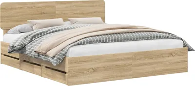 Immagine prodotto di vidaXL Struttura letto con testiera in rovere Sonoma 200 x 200 cm Materiale a base di legno