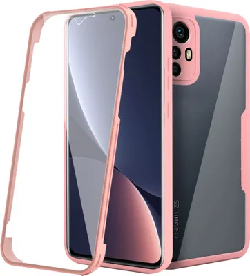 Obrázek produktu pro Ochranné pouzdro Xiaomi 12 Pro, vestavěný chránič displeje 360° plná ochrana telefonu pro Xiaomi 12 Pro Pink