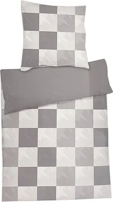 Produktbild von 2'tlg Karo Mikrofaser Fleece Wende-Bettwäsche Anthrazit 135x200cm