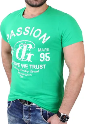 Produktbild von Reslad T-Shirt Herren Basic "Passion" Print Shirt RS-7373 Grün 2XL