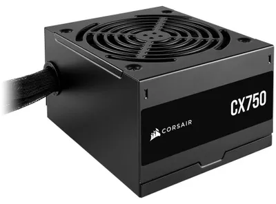 Zdjęcie produktu dla Corsair CX Series CX750, 750 W, 100 - 240 V, 47 - 63 Hz, 10 - 5 A, 130 W, 624 W
