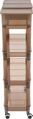 Produktbild von Aufbewahrungswagen mit Rollen - 4-stöckiger Rollwagen - 2 Boxen - PP-Kunststoff - 45×23,5×91 cm - Bis ca. 10 kg - Transparent braun