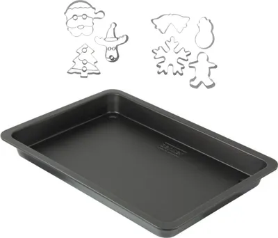Produktbild von Backblech und 7 Weihnachtsplätzchenausstecher aus Edelstahl – ZENKER – 42x29 cm