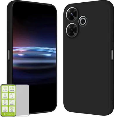 Obrázok produktu pre Silikónové puzdro H9 so sklom pre Xiaomi Redmi 13 4G / Poco M6 4G – čierne puzdro na mobilný telefón