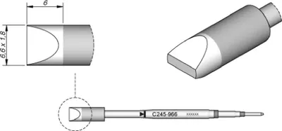 Produktbild von JBC Lötspitze Serie C245 Meißelform, C245967HT/6,6 x 1,8 mm, gerade C245967