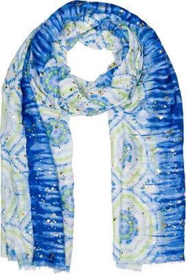 Produktbild von styleBREAKER Damen Schal Batik Muster mit Metallic Streifen, Leichtes Boho Style Tuch mit kurzen Fransen 01016230