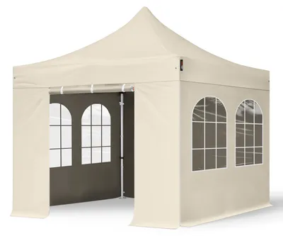 Immagine prodotto di TOOLPORT 3x3m gazebo pieghevole PES con laterali (finestre), PROFESSIONAL alluminio, crema