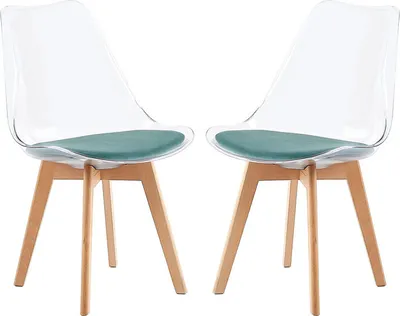 Produktbild von IPOTIUS 2er Set SGS Esszimmerstühle Samt Sitzkissen mit Massivholz Buche Bein, Skandinavisch Design Gepolsterter Küchenstühle Stuhl Küche Holz, Durchsichtig & Kaktus