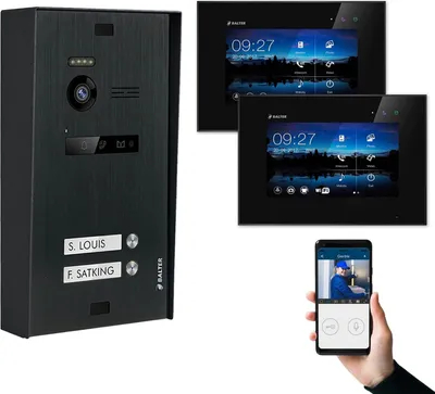 Produktbild von BALTER EVO Aufputz Schwarz 2-Draht 7" WiFi Monitor Schwarz Video Türsprechanlage Set 2 Familienhaus