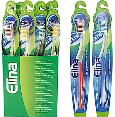 Produktbild von Elina Zahnbürste Medium 2 Farbengriff sortiert (1 Zahnbürste)