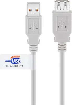 Zdjęcie produktu dla Goobay USB Verl AA 300 HiSpeedCert 2.0 3m, 3 m, USB A, USB A, Męska/Żeńska, Szary