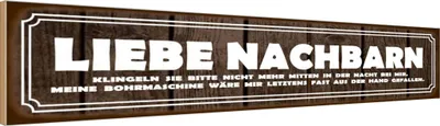 Produktbild von vianmo Holzschild 10x46 cm liebe Nachbarn klingeln Sie Dekoration