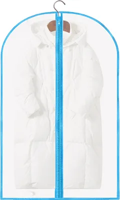 Produktbild von Staubschutzhülle für Kleidung, transparent, mit Haken zum Aufhängen, Reißverschluss, feuchtigkeitsbeständig, staubdicht, große Kapazität, Aufbewahrungstasche für Hüte, Schals und Mäntel