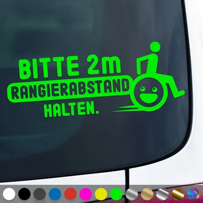 Produktbild von PantherPixel 2m Rangierabstand Aufkleber Halten Rollstuhlfahrer Sticker Auto Geschenkidee Farbe Neon-Grün