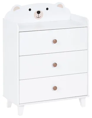 Produktbild von BELIANI Kommode Weiß MDF-Konstruktion mit Holzbeinen Tierform Bär 3 Schubladen Umfallschutz Skandi-Design Aufbewahrung Schubladenschrank Kindermöbel
