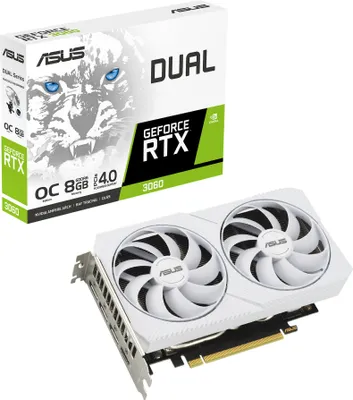 Produktbild von DUAL-RTX3060-O8G-WHITE NVIDIA GeForce RTX 3060 8 GB GDDR6