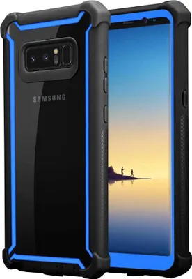 Produktbild von Cadorabo Hülle für Samsung Galaxy NOTE 8 Schutzhülle in Blau Handy Hülle Etui TPU Silikon-Rand Glas-Rücken Acryl