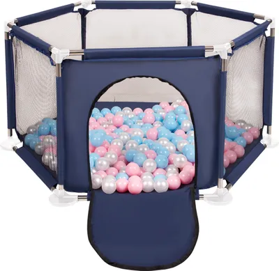 Produktbild von Selonis Sechseckiger Laufstall 100 Bälle ∅6cm Spielplatz Mit Bunten Bällen Laufgitter Für Babys Und Kinder