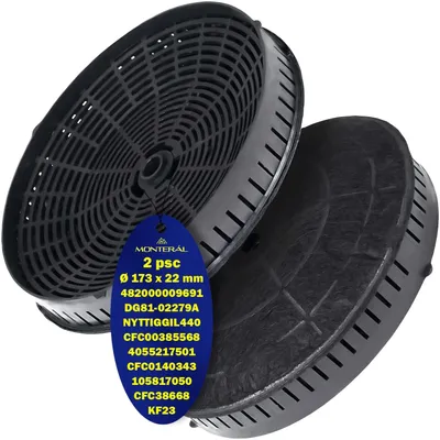 Immagine prodotto di 2 filtri a carbone attivo per cappa aspirante, dimensioni 173 x 22 mm