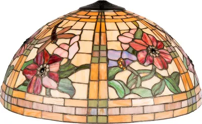 Produktbild von Clayre & Eef Lampenschirm Tiffany Ø 50x30 cm Gelb Orange Glas Blumen