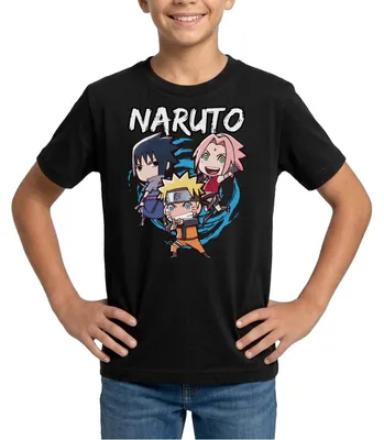 Produktbild von Spreadshirt Naruto Shippuden Chibi Naruto, Sakura & Sasuke Teenager T-Shirt, 134/146 (9-11 Jahre), Schwarz