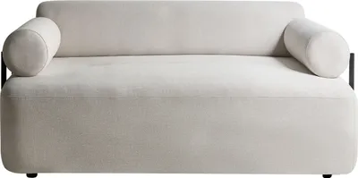 Produktbild von BELIANI 2-Sitzer Sofa Cremeweiß Gepolstert mit Schwarzem Metallgestell Runde Armlehnen Niedrige Lehne Modernes Polstersofa Teddyfell Sofa