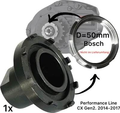 Produktbild von Lockringtool 51mm Kettenblatt Nuss für Bosch Gen2 Ebike Kettenblatt Motor Active Performance