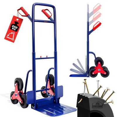 Immagine prodotto di GARDEBRUK® Carrello con Ruote Portatutto Portapacchi Carrellino Pieghevole Saliscale Portata 200kg Carrelli Portapacchi Trasloco Carello Saliscale Portasacchi Montascale Carrello 3 Ruote
