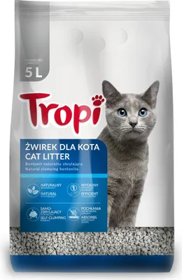 Zdjęcie produktu dla Zbrylający się bentonitowy żwirek dla kota, 5 kg - Tropi