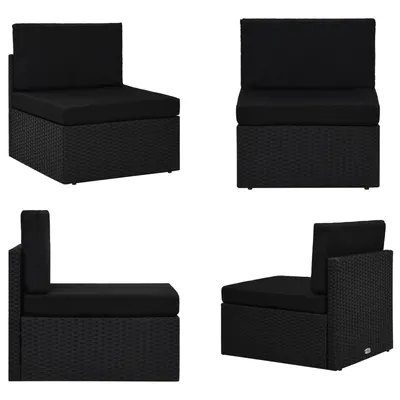 Image de vidaXL Canapé central modulaire Poly rotin noir - Canapé central - Canapé central - Canapé central
