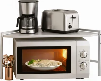 Produktbild von DanDiBo Mikrowellenregal Eckregal Küche Stehend Arbeitsplatte 72x72 cm Weiß 2 Stufig 96689 Mikrowellen Regal Küchenregal Microwave Shelf