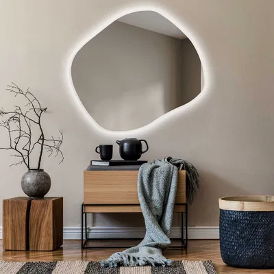 Produktbild von Asymmetrischer LED-Badspiegel ROM221 74x64 cm nach Maß - Kaltweiß Wandspiegel