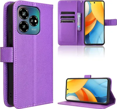 Produktbild von Für ZTE Blade V60 Vita / Axon 60 Lite Diamantstruktur Kunst Leder Handyhülle Lila