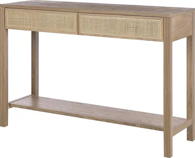 Produktbild von home24 Konsolentisch - Rattan / Eiche Teilmassiv