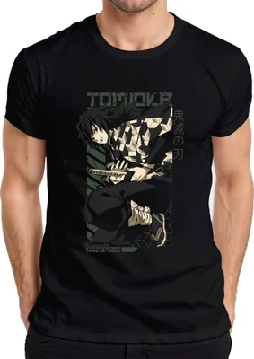 Zdjęcie produktu dla Koszulka męska Giyu Tomioka Kimetsu no Yaiba Demon Slayer Anime Gift, czarny, 3XL