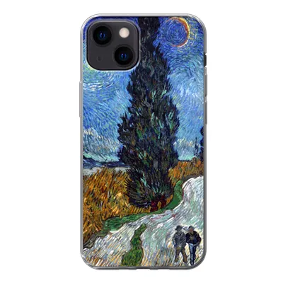 Produktbild von MuchoWow® Handyhülle Schutzhülle Hülle für iPhone 13 Straße mit Zypresse und Stern - Vincent van Gogh Silikon Softcase Handy Hülle - Karteninhaber