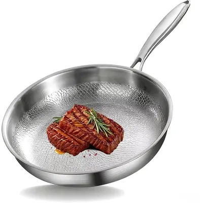 Produktbild von Bratpfanne - 28 cm - Edelstahl - Fischschuppenmuster - Gehämmerte Oberfläche
