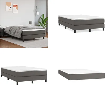 Produktbild von vidaXL Boxspringbett mit Matratze Grau 120x200 cm Kunstleder - Boxspringbett - Boxspringbetten - Bett - Schlafzimmermöbel