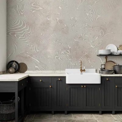 Immagine prodotto di Vlies Fototapete - Forme fluide - sfondo astratto beige e bianco in composizioni a motivi 350x256 cm Muster f-A-10035-a-a
