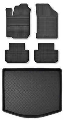 Produktbild von Gummimatten + Kofferraumwanne für SsangYong Tivoli Grand 2024- (SUV) – Schwarz, Semi-Universal, angepasst – Wielganizator Semi-Universal