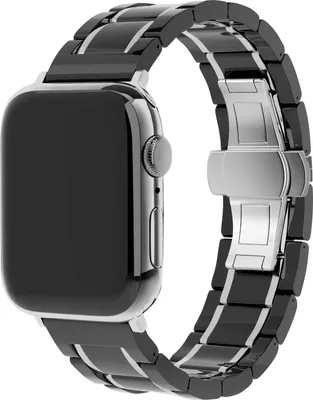 Produktbild von Strap-it Apple Watch Keramik-Stahlarmband (Schwarz/Silber)