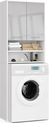 Obrázek produktu pro Akord Koupelnová skříňka nad pračku bílá metalická lesklá 64x30x180