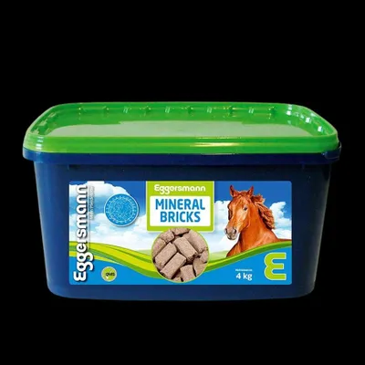 Produktbild von Eggersmann Mineral Bricks, Adult, 4 kg, Vitamin A, Vitamin B1, Vitamin B12, Vitamin B2, Vitamin B6, Vitamin B9 (Folsäure), Vitamin C,..., Kupfer, Jod, Manganese, Selen, Zink, Starke Immunität, Harnwegskontrolle, Weizenkleie 33,0 % Calciumcarbonat 12,0 % Mais 10,6 % Magnesiumoxid 10,5 % Haferschälkleie 10,0 %...