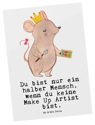 Produktbild von Mr. & Mrs. Panda Postkarte Make Up Artist Herz - Weiß - Geschenk, Ansichtskarten, Fotokarte, Grußkarte, Designkarte, Kosmetikstudio, Visagist, Beauty Salon, Spruch