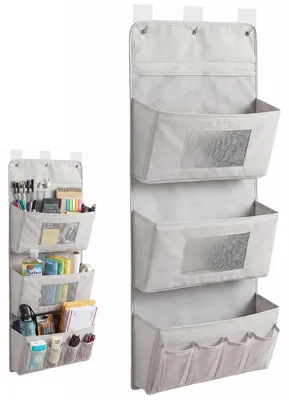 Hängeorganizer 3 Fächer Oxford-Stoff faltbar 40x88 cm grau