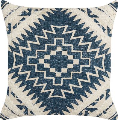 BELIANI Poduszka dekoracyjna niebiesko-beżowa bawełniana 50 x 50 cm nadruk geometryczny wzór boho poszewka