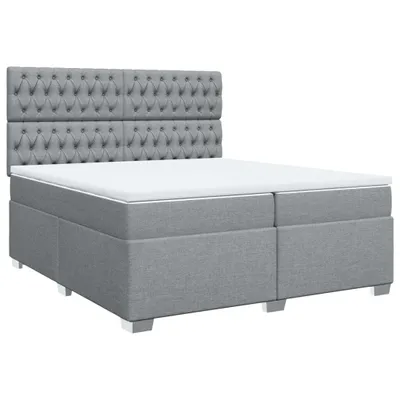Image de vidaXL Lit boxspring avec matelas gris clair 200x200 cm Tissu