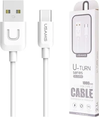 Produktbild von Usams U-Turn Usb-C Kabel 1M Weiss/Weiss 2A Tcusbxd02 (Us-Sj099)