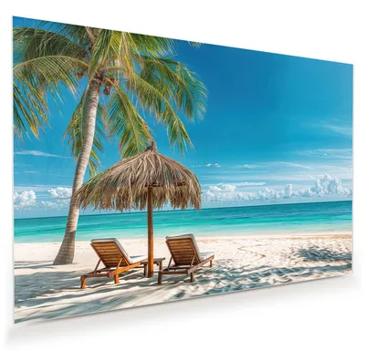 Produktbild von Glasbild 45x30cm in XXL für Wohnzimmer, Schlafzimmer Motiv Strandparadies